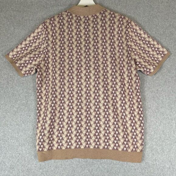 Marine Layer Men’s Size Medium Bryson Zip Sweater Polo Tan Short Sleeve - Picture 6 of 7